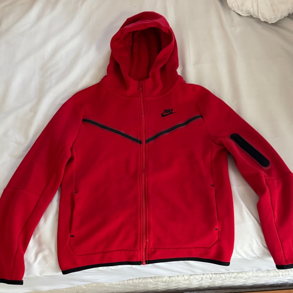 Nike Tech Youth XL Vibrant Red Zip-Up Hoodie